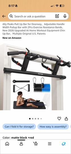 New in box Pull Up Bar for Doorway，Adjustable Handle Width Pullup Bar with 2Pcs Exercise Resistance Bands，New 2026 Upgraded At Home Workout Equipment 