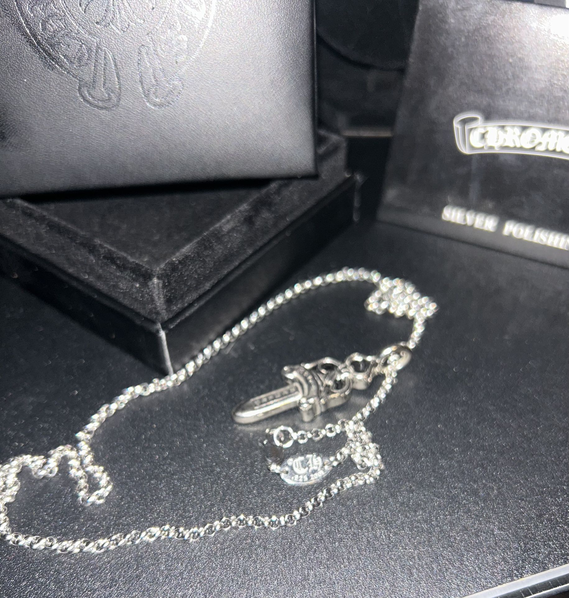 Chrome Hearts 925 Sterling Dagger Pendant & Chain