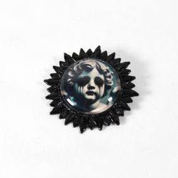 Grunge Goth "Cupids Curse" Black Metal Unisex Brooch Pin