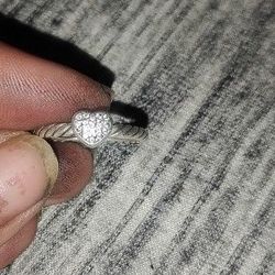 David Yurman Heart Stackable Ring With Pave Diamonds Size 8 And Comes With Pouch