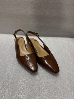 Naturalizer Ginger Women's Brown Croc Embossed Slingback Pumps Shoes Size