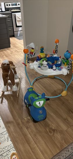 Baby jumper and activity center, horse, bike