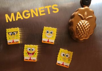 X5 VINTAGE COPPER PINEAPPLE MINI JELLO MOLD SPONGEBOB SQUARE PANTS REFRIGERATOR FRIDGE MAGNET SET