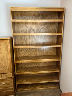 Two solid oak bookshelves