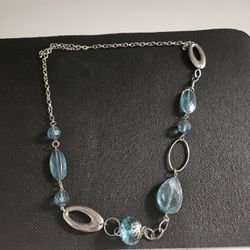 Aqua Blue and Silver Belt Length 40"