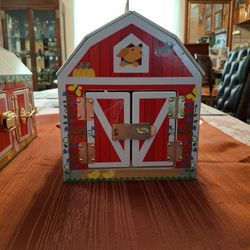 10in Long Almost 8in Wide  9IN TALL. Each Door Has A Different Lock To Open Teaches Kids How To Unlock Doors HAS A Handle To Carry Around