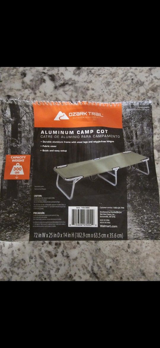 Camping Cot - Foldable Aliminum Frame, 300lb Weight Limit