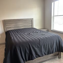 Grey Black White Wood Bed frame 