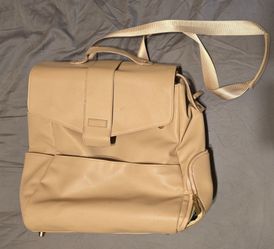 Backpack Diaper Bag - Tan Faux Leather