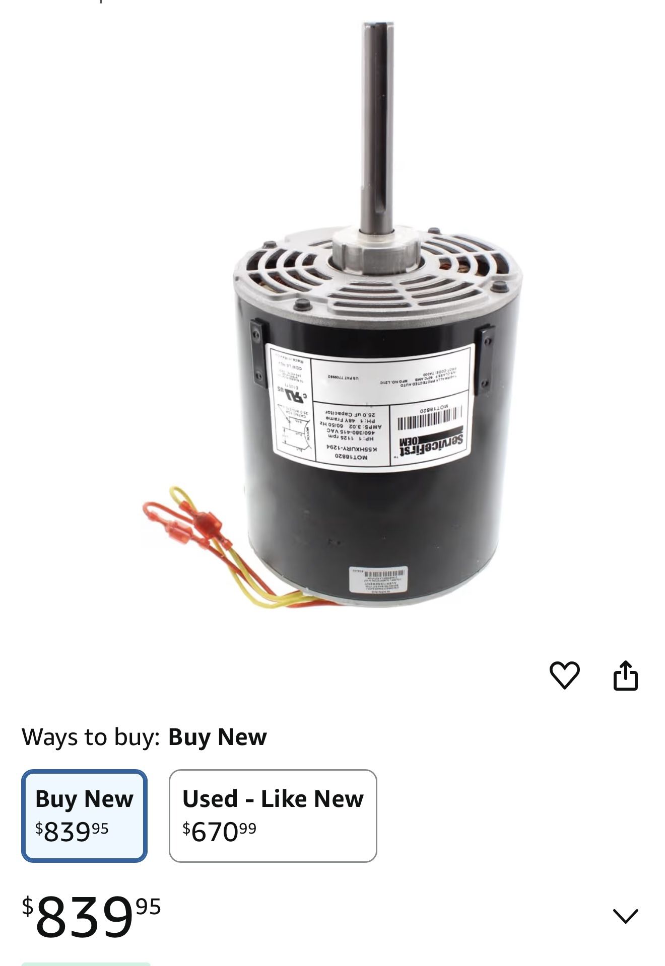 MOT21780 - OEM Upgraded Condenser Fan Motor 1.1 HP 380-460v Replaces Trane