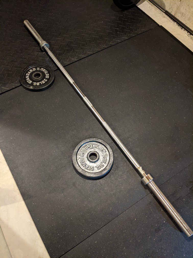 Olympic Barbell And 25lb Plates