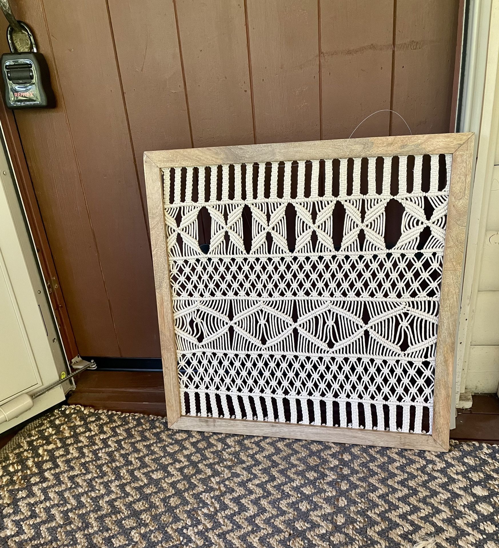 Framed Woven Macrame Wall Art / Excellent Condition