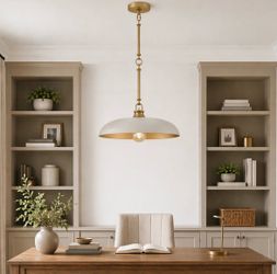 Hinkley Lighting Sadie 18" Wide TAUPE &GOLD Pendant Light fixture- brand new