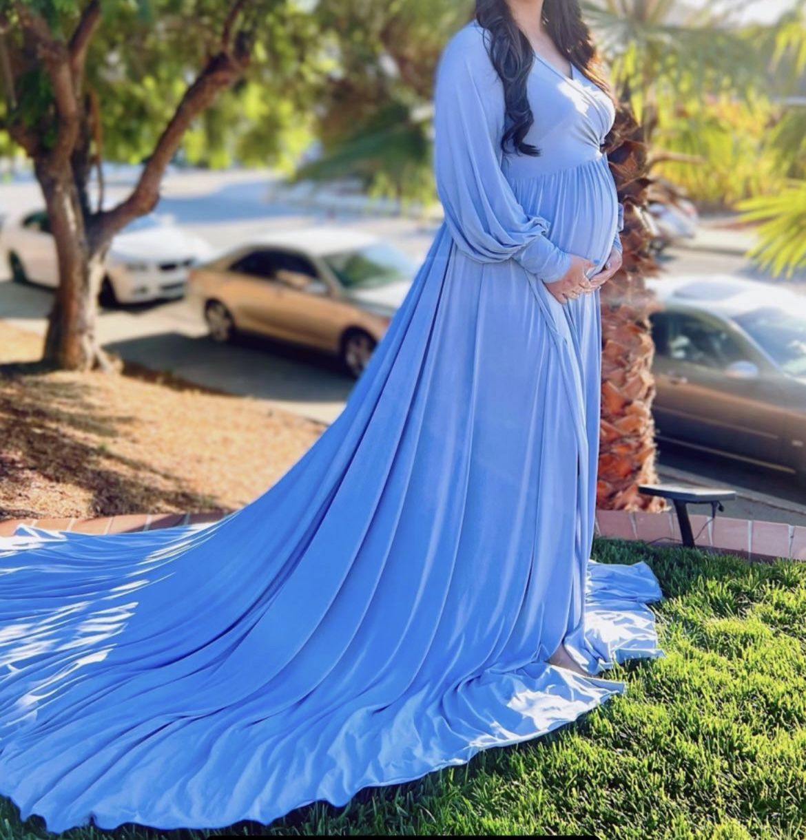 Blue Dress With Train 