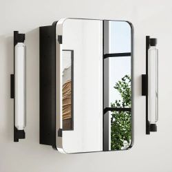 Medicine Cabinet 17 X 25 Polished Chrome Bathroom Mirror Medicine Cabinet with Storage Stainless Steel Framed Small Cabinet with Adjustable Shelves 