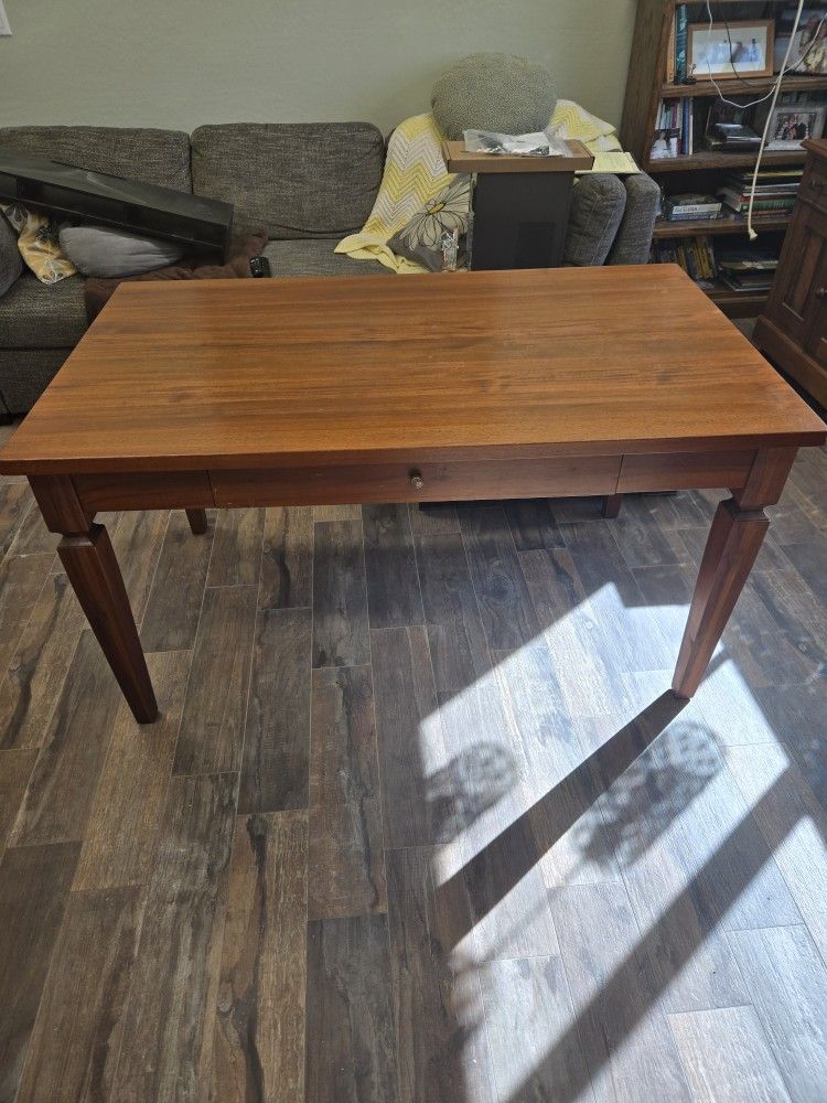 Teak Wood Desk, Lateral File Cabinet and Chair