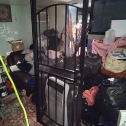 36 in. x 80 in. Arcada Black Surface Mount Outswing Steel Security Door with Expanded Metal Screen