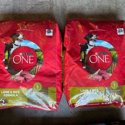 NEW! 2 bags of Purina ONE SmartBlend Natural Dry Dog Food with Rice and Lamb 31lbs each