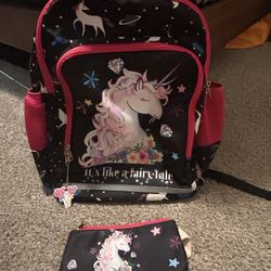 Girls Unicorn Backpack W/Case