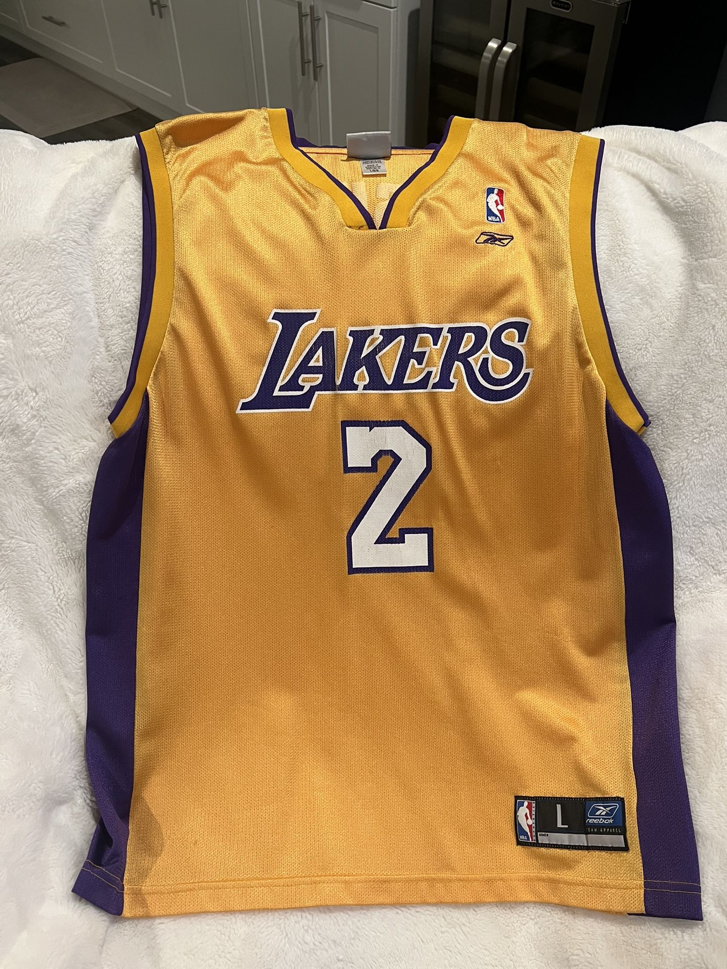 Derek Fisher #2 Los Angeles Lakers Basketball Jersey adidas Yellow - Size L