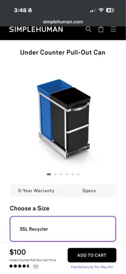Simplehuman under counter pull out trash and recycling