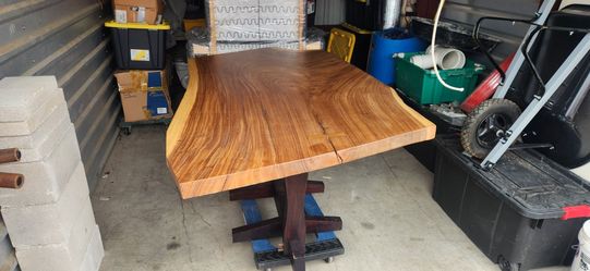 Solid wood tree slab table