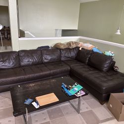 Real Brown Leather Sectional Sofa