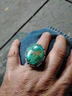 Antique Turquoise Sterling Silver Native American Old Pawn Ring Size 8