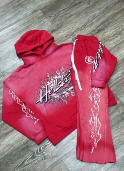 Red hellstar hoodie and pants