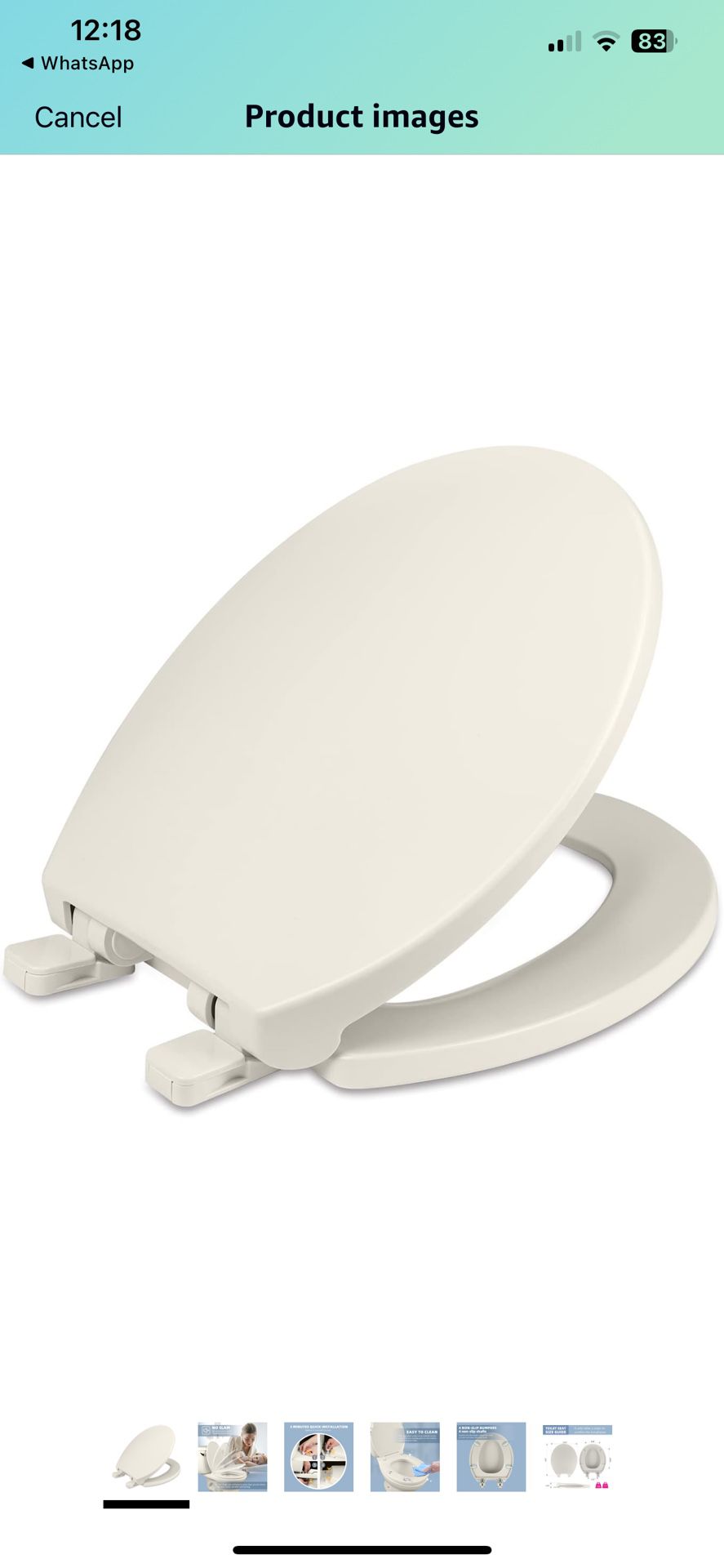 Round Toilet Seat, Slow Soft Quiet Close, Thicken Engineering Plastic, No Wiggle Never Loosen,Easy To Install And Clean, Fits All America Standard Toi