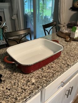 Porcelain Large Rectangular Enamel Steel Roasting Pan. Like new condition