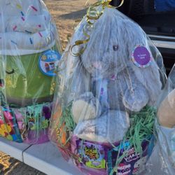 Bunny Easter Baskets Plush Kids Gift Holiday 