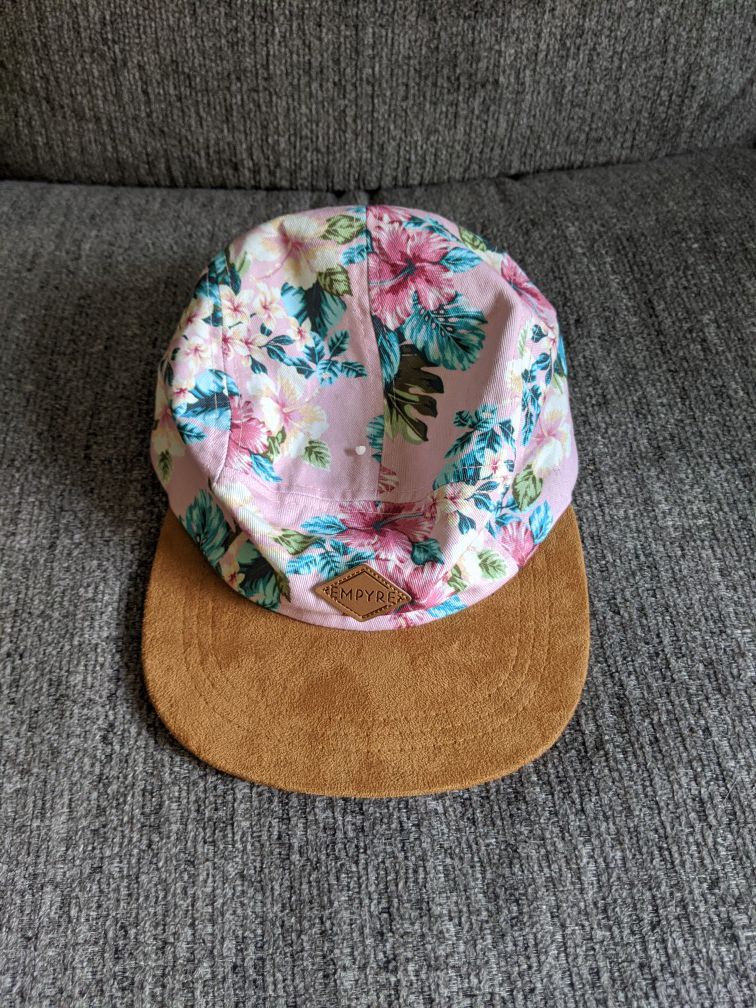 Floral flat bill hat