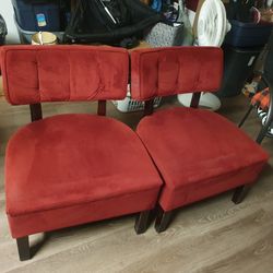 Pair Of World Market Red Velvet Lounge Chairs 