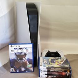 PlayStation 5 (Disc Drive) with Controller and Madden 24
