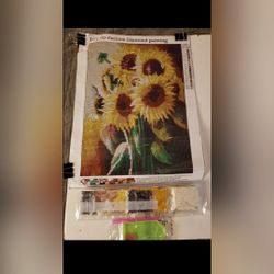 Diamond Painting Kit "Sunflowers" Brand New complete set (Fashion Diamond Painting Brand) 12" x 16"