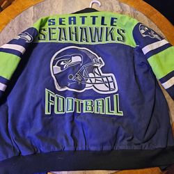 Seattle Seahawks embroidered suede and leather jacket and Tommy Bahama shirt lot