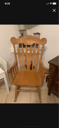 Solid Oak Wood Rocking Chair