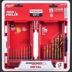 Milwaukee Shockwave Red Helix Titanium Drill Bit Set - 15 pcs