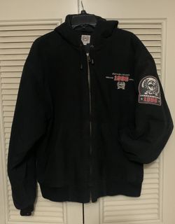 Cinch Cowboy Western Jacket Hoodie Zip Up Black Large 