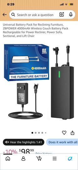 Furniture Battery  4000mAh.  Brand New