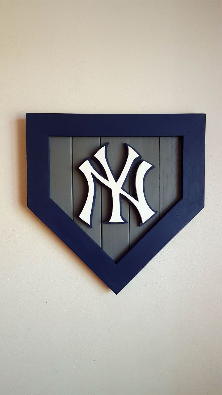 New York Yankees Home Base Handcrafted Wooden Man Cave Logo