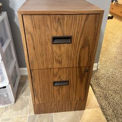 Faux Wood Metal Filing Cabinet With 2 Drawers (light Weight No Keys)