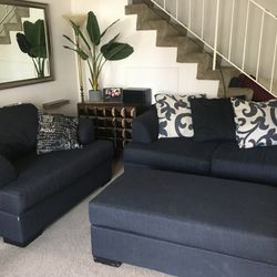 Dark Navy Blue 3 Pcs Couch