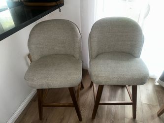 Cream and oak wood bar chairs
