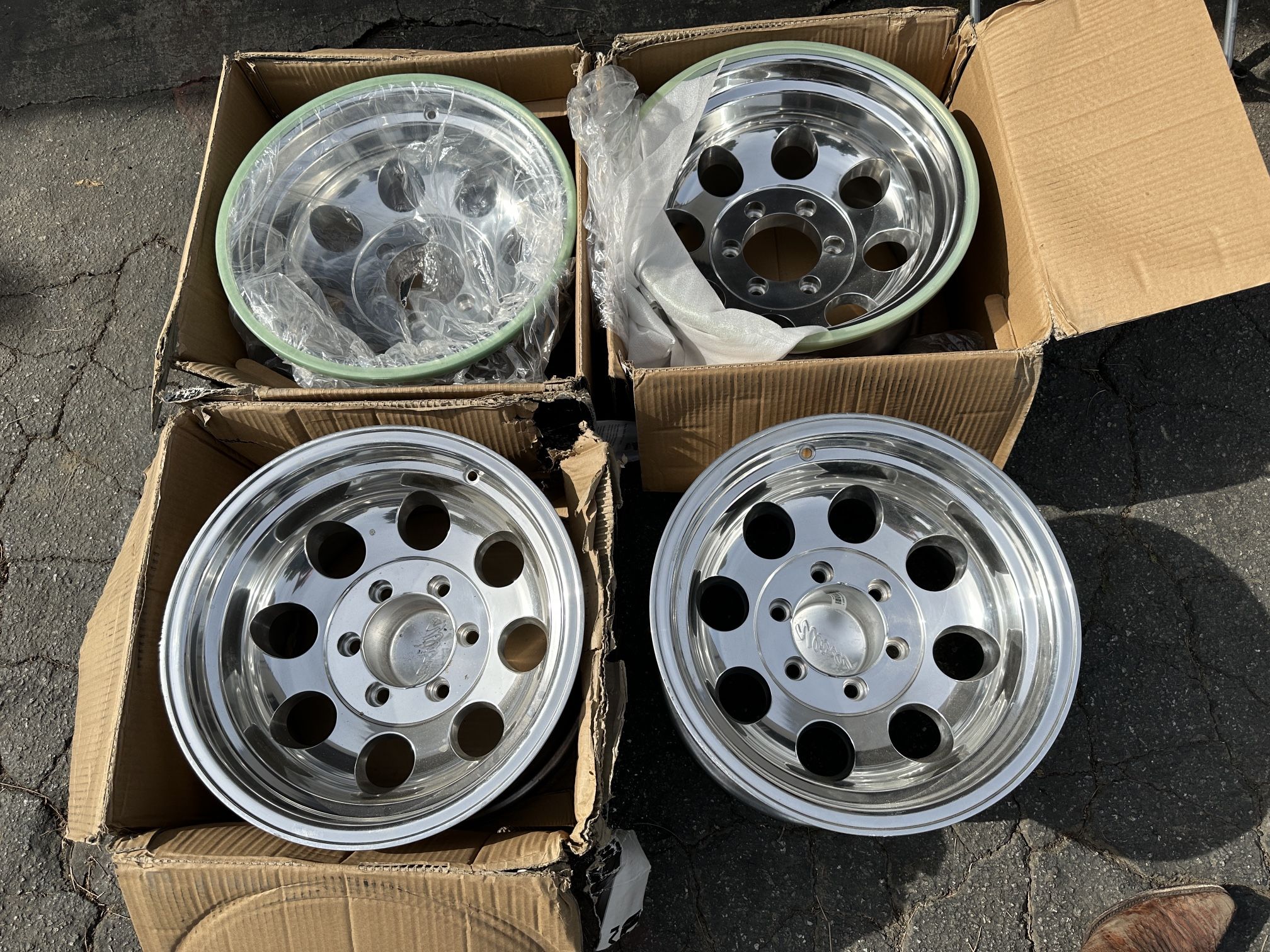 New 6 lug 16x10 inch aluminum wheels. Chevy, Toyota, Nissan, more
