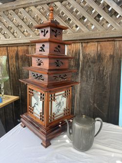 Vintage Japanese Wooden Pagoda Lantern 