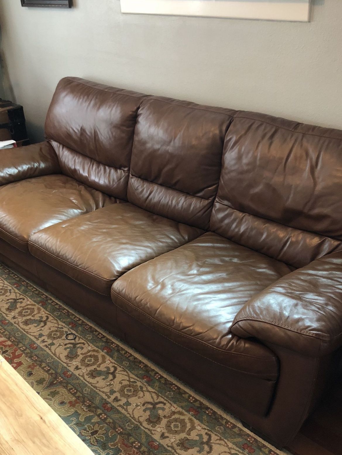 Used brown leather couch deals
