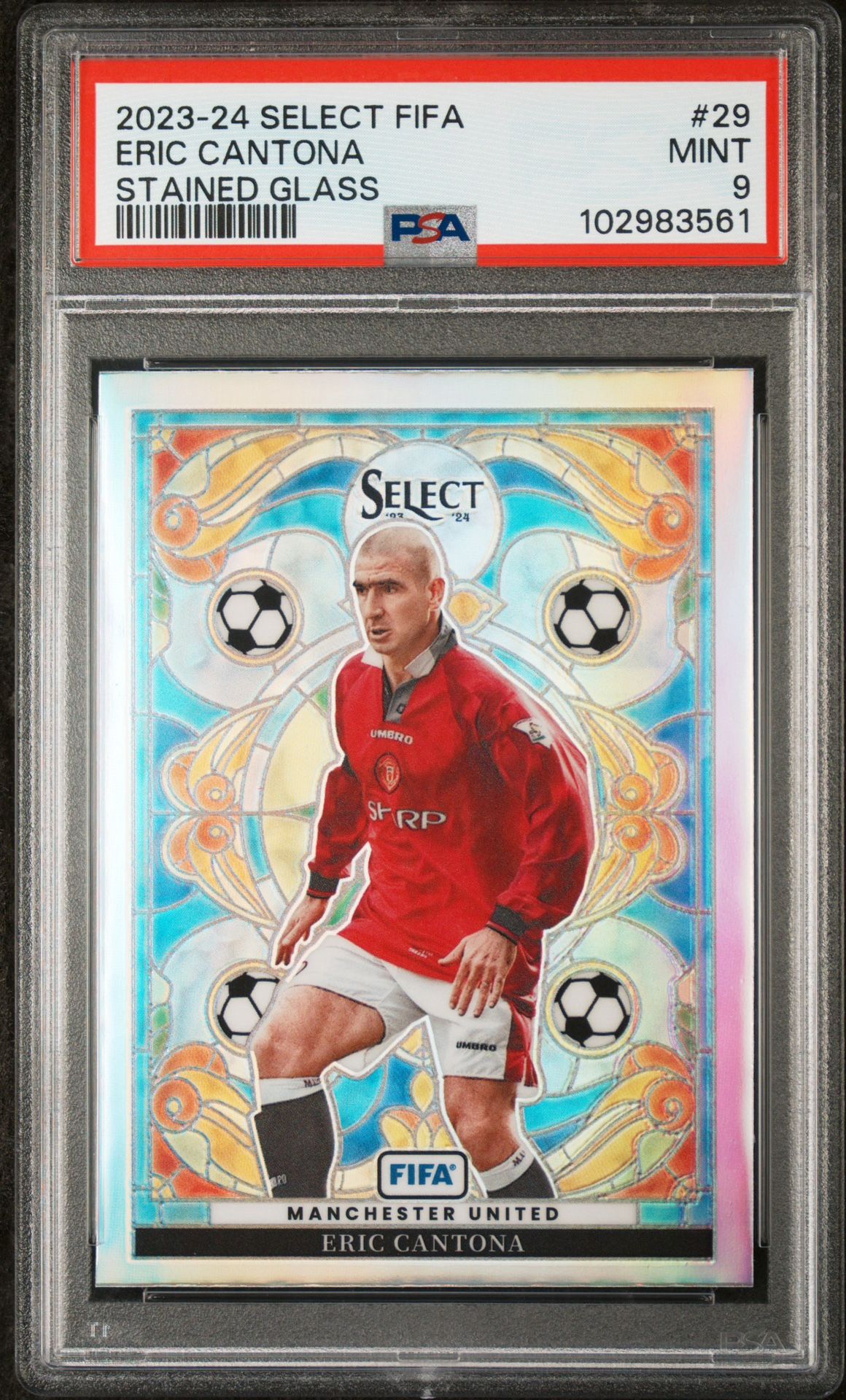 2023 Select FIFA Eric Cantona Stained Glass #29 PSA 9 Manchester United