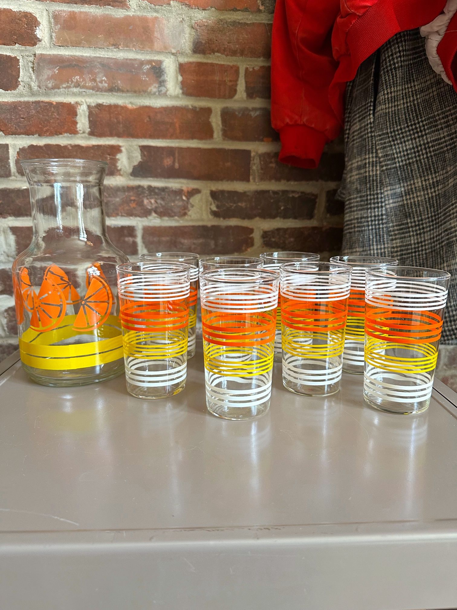 Vintage Citrus Glasses & Juice Carafe MCM